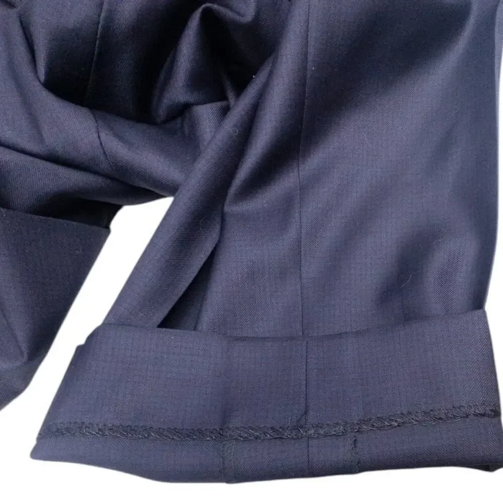 Canali Wool Suit Pants Men's 40 Navy Blue Plaid Classic Fit Dress Trousers Italy